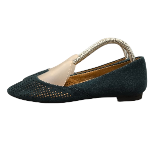 VIONIC POSEY PERFORATED BALLET FLAT IN FOREST GREEN SUEDE. SIZE 8. - Picture 2 of 10